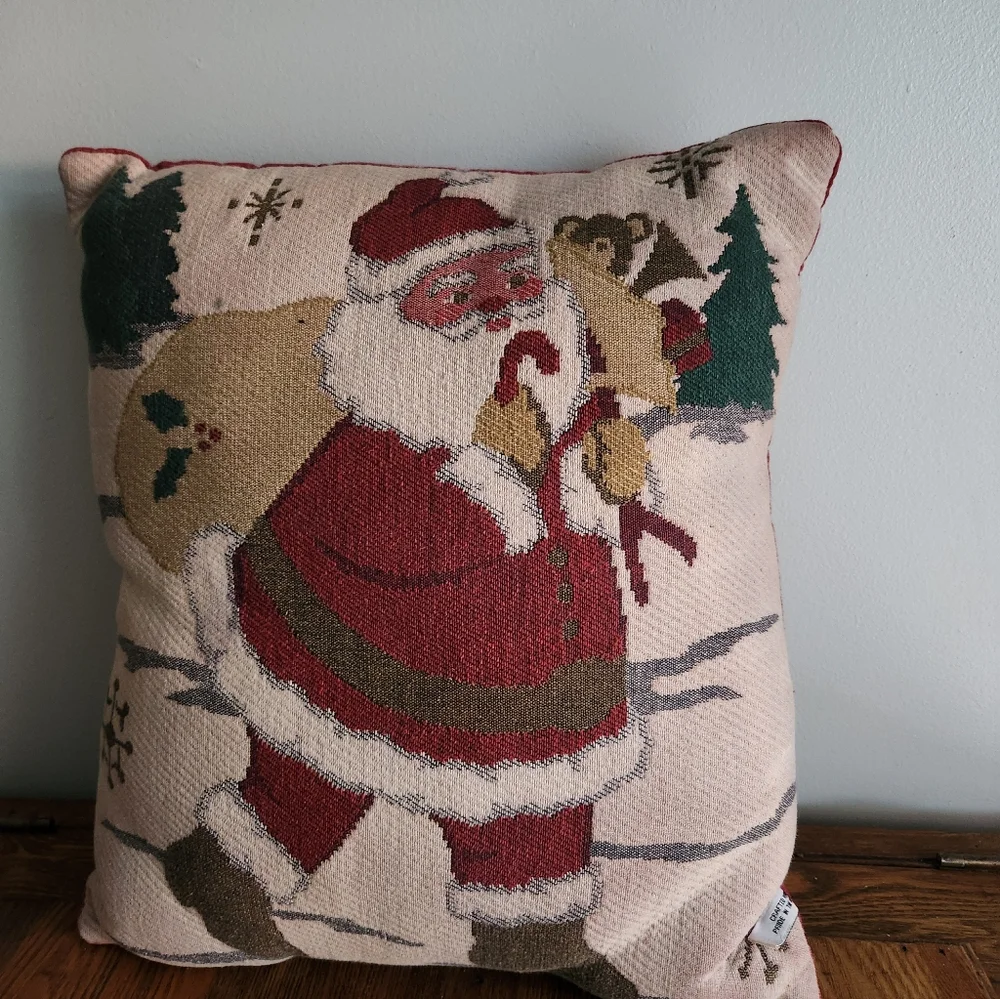 Christmas Santa Decorative Pillow by Riverdale Needlepoint Made in USA